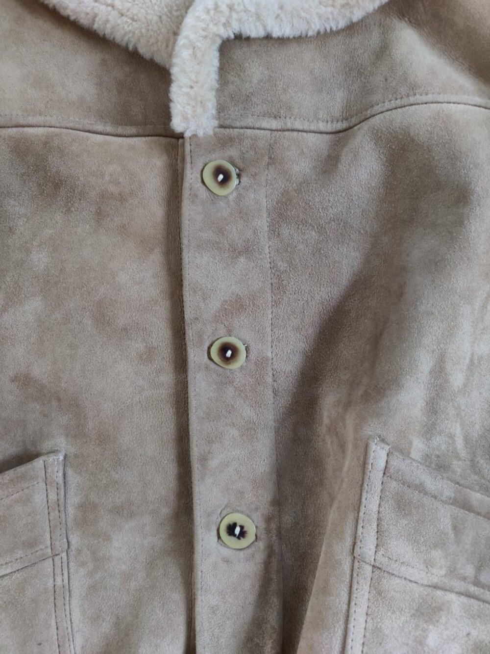 Shearling Leather Jacket XXL Vintage Mid Century - Picture 5 of 13